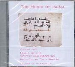 MUSIC OF ISLAM  2 :  MUSIC OF THE SOUTH SINAI BEDOUINS  (CELESTIAL HARMONIES)

Il Sinai, oggi sotto il controllo egiziano,  una penisola triangolare che collega il nord Africa con il medioriente, abitata nella sua parte meridionale dai nomadi beduini che proprio in queste terre hanno sviluppato la propria cultura e la propria storia. E' interessante notare che la cultura musicale beduina  nata sullo sfondo del deserto, un luogo dove il silenzio  assoluto, tanto da permettere ai nomadi di sviluppare una profonda sensibilit per il suono. La musica accompagna ogni aspetto della vita di queste trib: i canti gioiosi delle donne durante le occasioni festive, la melodia malinconica del flauto dei pastori ed il ritmo dei tamburi che esorcizza gli spiriti maligni, allontanandoli dalle tombe dei cari. Music of the South Sinai Bedouins propone quella che  ritenuta la musica pi antica dell'intero repertorio popolare della tradizione. Il secondo volume dellimperdibile serie Music of Islam  una celebrazione ed un documento che dai meravigliosi paesaggi del Sinai meridionale, immortala la musica popolare dei leggendari nomadi del deserto. Registrato in una sola notte, sulle rive di un fiume sotto la luna piena, Music of the South Sinai Bedouins offre le ammalianti melodie vocali dei cantanti beduini accompagnati da strumenti tradizionali come oud (liuto), simsimiyya (lira a cinque corde), rabab (violino ad una corda) e percussioni.