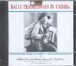 VARIOUS :  BALLI TRADIZIONALI IN UMBRIA  (ETHNICA)

Curato da Giuseppe Michele Gala, Balli Tradizionali in Umbria presenta una grande variet di repertori etnici che fanno dell'Umbria un crocevia di influenze diverse: saltarello, tarantella, manfrina, trescone, scotis, ballo della sala, sor Cesare, paroncina, furlana... L'album, corredato da un ricco libretto di 20 pagine, contiene registrazioni effettuate tra il 1987 ed il 1992.