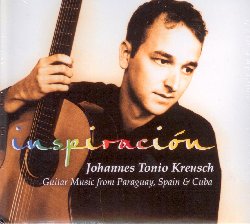 KREUSCH JOHANNES TONIO :  INSPIRACION - GUITAR MUSIC FROM PARAGUAY, SPAIN & CUBA  (FINE MUSIC)

Casa Fine Music propone l'attesa ristampa del disco del chitarrista Johannes Tonio Kreusch Inspiracion - Guitar Music from Paraguay, Spain & Cuba, pubblicato nel 2001 dall'etichetta Arte Nova della Bmg. Finalmente questo splendido album che all'epoca della sua uscita riscosse un notevole successo,  di nuovo disponibile in un'eccellente versione rimasterizzata. La track listing dell'album propone alcuni celebri capolavori di Agustin Barrios-Mangor, Francisco Tarrega, Isaac Albeniz, Joaquin Rodrigo e Leo Brouwer, opere che hanno appassionato molti amanti della chitarra ed in particolare della sei corde spagnola. Inspiracion - Guitar Music from Paraguay, Spain & Cuba  un album intenso in cui Kreusch d il meglio di s, offrendo all'ascoltatore anche due sue splendide improvvisazioni che aprono e chiudono il disco.