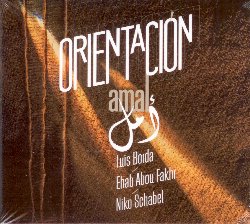 ORIENTACION :  AMAL  (ENJA)

Il nuovo disco del trio Orientacion, Amal,  uno splendido caleidoscopio sonoro stilisticamente influenzato dai poli musicali del tango argentino e del taqsim arabo, dalle costruzioni sonore della nuova musica e dallamore per il ritmo e limprovvisazione. Dietro il trio Orientacion si nascondono tre musicisti di fama mondiale: Luis Borda (chitarra), Ehab Abou Fakhr (viola) e Niko Schabel (clarinetto e sassofono). Con questo suo ultimo progetto la formazione costruisce un ponte tra strumenti e musiche solo lontanamente imparentati: la distanza per, si scopre ascoltando il disco,  solo geografica. Nulla viene tolto al movimento del tango quando le linee melodiche si caricano di tensione nei passaggi microtonali intermedi della musica araba, al contrario si crea un nuovo cosmo sonoro forse addirittura pi interessante. Amal  un disco intenso, mai scontato, dal ritmo vibrante e ammaliante che sar bello riascoltare per cogliere tutte le sue infinite sfumature.