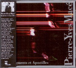 MACE' PIERRE-YVES :  SEGMENTS AT APOSTILLES  (TZADIK)

Composer Series (file under avantgarde/classical) - Pierre-Yves Mac, Simon Drappier, Camille Giuglaris, Augustin Muller, Rafaelle Rinaudo. Nato in Francia e residente a Parigi, Pierre-Yves Mac  un compositore di grande immaginazione e passione. Il suo primo album, Faux-Jumeaux,  stato pubblicato su Tzadik nel 2002, seguito da successivi lavori per Sub Rosa ed Orkhestra accolti con grande attenzione da critica e pubblico. Questo suo nuovo secondo album per Tzadik, Segments et Apostilles,  il suo progetto pi ambizioso sinora ed include un brano presentato al prestigioso Festival d'Automne di Parigi. Muovendosi al confine tra classica contemporanea, composizione elettroacustica e arte sonora, Pierre  una delle voci pi interessanti sulla scena della nuova musica francese.