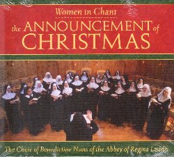 BENEDICTINE NUNS OF THE ABBEY OF REGINA LAUDIS :  WOMEN IN CHANT - THE ANNOUNCEMENT OF CHRISTMAS  (SOUNDS TRUE)

Fondata nel 1947 a Bethlehem, in Connecticut, Usa, l'abbazia Regina Laudis  una comunit di circa 40 suore benedettine che dedicano la loro vita alla preghiera. Regina Laudis significa regina della preghiera: la missione primaria delle suore  pregare, facendo risuonare i salmi tutto il giorno e la notte, ogni giorno dell'anno. Sotto l'attenta direzione della madre badessa David Serna, il coro dell'abbazia ha realizzato Women in Chant - The Announcement of Christmas, toccante album di antichi canti gregoriani del ciclo di Natale, dall'Avvento all'Epifania. Le ispirate voci delle suore benedettine interpretano in latino una selezione di splendidi canti del periodo natalizio, diffondendo nel mondo il loro benefico messaggio di amore e speranza. Women in Chant - The Announcement of Christmas  un album toccante che arricchisce lo spirito con la sua celestiale bellezza.