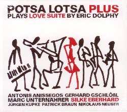 POTSA LOTSA PLUS :  PLAYS LOVE SUITE BY ERIC DOLPHY  (JAZZWERKSTATT)

Quando si ascolta la musica, una volta che  finita, questa va nell'aria, non la si pu catturare disse Eric Dolphy. Ora, a distanza di cinquant'anni dalla tragica morte che colp il musicista americano a Berlino, la talentuosa musicista Silke Eberhard (sax alto, clarinetto basso), insieme alla sua formazione Potsa Lotsa Plus composta da Juergen Kupke (clarinetto), Patrick Braun (sax tenore, clarinetto), Nikolaus Neuser (tromba), Gerhard Gschloebl (trombone), Marc Unternaehrer (tuba) e Antonis Anissegos (tastiere ed elettronoca), propone una splendida interpretazione dell'originale di Dolphy Love Suite. Registrato tra la fine di marzo e l'inizio di aprile 2014 nello studio della radio di Berlino Plays Love Suite by Eric Dolphy  stata una grande sfida per Silke Eberhard sia in termini di improvvisazione che di composizione. La Love Suite di Dolphy  un toccante inno d'amore composto da tre movimenti e lasciato da Dolphy incompiuto: Silke Eberhard ha interpretato l'opera di Dolphy e ha tratto da essa l'ispirazione per comporre alcuni suoi nuovi originali. Plays Love Suite by Eric Dolphy offre la possibilit di riscoprire la bellezza senza tempo dell'opera del musicista americano ed allo stesso tempo fa conoscere la sensibilit interpretativa e compositiva della berlinese Silke Eberhard e della sua formazione.