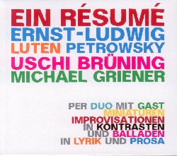 PETROWSKY ERNST-LUDWIG /BRUNING USCHI / GRIENER MICHAEL :  EIN RESUME'  (JAZZWERKSTATT)

Ernst-Ludwig Petrowsky, meglio noto come Luten Petrowsky � nato a Guestrow, nella ex Germania orientale. La sua carriera di sassofonista e compositore inizia presto da autodidatta e gli regala incontri importanti con eccellenti musicisti come Joachim Kuhn, Ulrich Gumpert, Klaus Koch, George Gruntz e tanti altri ancora. Ein Resum� � un viaggio nella lunga e fruttuosa carriera del musicista tedesco in compagnia di Uschi Bruning (voce) e Michael Griener (percussioni) che, alternandosi, accompagnano il maestro che suona sax alto, pianoforte e clarinetto. Le 18 tracce dell'album propongono soprattutto originali scritti da Petrowsky da solo o in collaborazione con i suoi compagni di viaggio, oltre a Lonely Woman di Ornette Coleman, Nature Boy di Eden Ahbez e You Don't Know What Love is di Gene De Paul e Don Raye. Con splendidi duetti, miniature mozzafiato, improvvisazioni in contrasto e liriche ballate, Ein Resum� � un album per riscoprire il talento di un musicista che � tra i pionieri della scena free jazz tedesca.