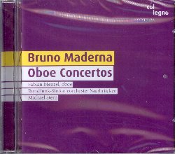 MADERNA BRUNO :  OBOE CONCERTOS  (COL-LEGNO)

Bruno Maderna (1921-1973)  stato un grande compositore e direttore d'orchestra veneziano, amico di Luigi Nono con il quale frequent i seminari estivi di musica contemporanea nella citt tedesca di Darmstatt, dove dirigeva l'orchestra dell'istituto e teneva corsi di composizione, analisi e direzione d'orchestra. In un momento della storia della musica in cui poco spazio era dedicato all'oboe, Maderna ha scritto tre concerti (oltre a diverse altre composizioni) per questo strumento a fiato, raccolti nell'album di casa Col-Legno Oboe Concertos. Il primo concerto proposto, del 1963, ha una struttura classica con l'interazione di oboe ed orchestra e con il coinvolgimento di altre sezioni di strumenti come le percussioni. Nel suo secondo concerto per oboe del 1967, Maderna ha ampliato l'orchestra, prima un po' ridotta, come si pu sentire dalla potente sezione fiati e da quella delle percussioni. Il terzo concerto  del 1973 e fu l'ultima composizione di Maderna prima di morire nel novembre dello stesso anno: con un'apertura fatta da un imponente assolo di oboe ed un finale molto suggestivo, quest'ultimo concerto rapisce la fantasia dell'ascoltatore.