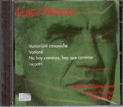 NONO LUIGI :  VARIAZIONI CANONICHE / VARIANTI / NO HAY COMINOS, HAY QUE CAMINAR / INCONTRI  (COL-LEGNO)

Tutte le mie opere partono da un impulso umano: un evento, un'esperienza, un testo della nostra esistenza tocca il mio istinto e la mia coscienza e pretende che io, come musicista e come uomo, ne dia testimonianza. Cos, nel 1960, Nono descriveva il suo voler essere compositore, la motivazione che lo induceva ad esprimersi attraverso la musica. La sua Variazioni canoniche sulla serie dell'op. 41 di Arnold Schonberg (1950) si basa sulla serie dodecafonica utilizzata nelle composizioni di Schonberg. In Incontri(1955) il compositore racconta la sua relazione con la moglie Nuria Schonberg utilizzando una splendida analogia: Due differenti unit, difformi l'una dall'altra, ciascuna dotata di una propria sensata struttura; un incontro che avviene al di fuori di quello che pu essere indicato unit, dove c' gi un dialogo; un'unit d'essere, una simbiosi  stata creata. Varianti scritta nel 1957  invece un omaggio al violinista viennese Rudolf Kolisch ed  un'opera profondamente legata a tecniche seriali, mentre No hay caminos, hay que caminar, scritta trent'anni dopo,  limitata alle regioni dinamiche e tonali che divennero essenziali nell'utima parte della carriera di Luigi Nono.