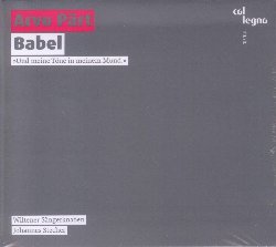 PART ARVO :  BABEL  (COL-LEGNO)

Musicista estone classico, Arvo Part  uno dei pi significativi compositori viventi di musica sacra che, sin dagli anni '70, si  avvicinato allo stile minimalista mistico, diventandone uno dei maggiori esponenti. Babel  la prima registrazione in assoluto della splendida musica vocale di Arvo Part, eseguita dal Wilten Boys' Choir di Innsbruck, Austria, uno dei cori di ragazzi pi antichi ed apprezzati d'Europa, composto attualmente da 180 tra ragazzi e bambini. Il 2015  un anno importante per il geniale musicista estone che proprio in quest'anno celebra il suo ottantesimo compleanno. Pi di quattro decenni prima, Part si ritir per otto anni e da questo periodo di silenzio nacque un nuovo tipo di musica che gli fece conquistare una fama internazionale. Grazie al suo studio sulle cattedrali del suono del Rinascimento, il compositore svilupp uno stile molto personale ed originale: musica ispirata dalla spiritualit che cerca di realizzare l'ideale della perfetta semplicit e di mettere a nudo la propria essenza. Sotto la direzione artistica di Johannes Stecher (organo e pianoforte), il Wilten Boys' Choir interpreta i mistici testi di Arvo Part che raccontano la storia di Simeone ed Anna, la cattivit babilonese e che ripropongono l'evangelico Sermone della Montagna, con una padronanza tecnica ed una sensibilit che difficilmente ci si aspetta da interpreti cos giovani. Babel segna il ritorno di un musicista unico nel suo genere.