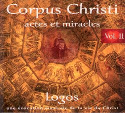 LOGOS :  CORPUS CHRISTI VOL. II - ACTES ET MIRACLES  (PURE MUSIC)

Dopo il successo ottenuto dal primo volume, Corpus Christi, Logos e l'arcivescovo di Bisanzio Mons. Pascal Pierre hanno deciso di ripetere l'esperienza musicale vissuta insieme ed hanno creato Corpus Christi vol. II - Actes et Miracles. Mentre nel primo volume il musicista aveva fatto uno splendido ritratto della vita di Ges, in questa nuova creazione Logos invita l'ascoltatore ad andare ancora pi lontano, a non accontentarsi di guardare la realt ed agire passivamente, ma a vivere in prima persona ogni gesto ed ogni miracolo compiuto dal Signore. Vivere l'azione di Ges significa appropriarsene, facendola entrare ogni giorno nella realt che ci circonda. Con una toccante introduzione scritta dall'arcivescovo Pascal Pierre, Corpus Christi vol. II - Actes et Miracles  un album che invita l'ascoltatore a vivere la vita con amore, rispetto e consapevolezza.