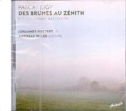 JUGY PASCAL :  DES BRUMES AU ZENITH  (ANIMATO)

Pascal Jugy  nato nel 1964 a Loches, in Francia, e ha studiato composizione all'universit di Strasburgo ed al Conservatorio di Lione, specializzandosi in analisi e composizione con maestri come Ivan Fedele, Magnus Lindberg, Jonathan Harvey e Gerard Grisey. Dal 2006 Jugy collabora con l'eccellente flautista Johannes Hustedt ed il talentuoso chitarrista Andreas Hiller che sono anche i protagonisti di Des Brumes au Zenith, il nuovo ed attesissimo album del compositore francese. Per questo progetto Jugy ha composto 13 opere per flauto e chitarra a 10 corde, strumento al quale si  appassionato grazie ad Andreas Hiller secondo cui  uno strumento interessante non solo perch estende lo spettro della chitarra fino ai registri pi bassi, ma anche perch le corde aggiungono vibrazioni congeniali che arricchiscono lo spettro ed i colori dei suoni che ne derivano. Le chitarre a 10 corde offrono nuove possibilit di accordi ed una vasta gamma di armonie naturali: per esempio, il brano Geopoemes et Gouttes d'Eau non si pu suonare allo stesso modo con una chitarra a 6 corde. Il duetto flauto e chitarra  tipico delle composizioni di Jugy: esso offre un buon equilibrio naturale tra i due strumenti dal punto di vista delle dinamiche e dello spettro sonoro. Oltre al particolare line-up, in Des Brumes au Zenith c' una forte dimensione spirituale che dona alla musica gioia e luminosit e che richiama il senso metaforico del titolo che in italiano pu essere tradotto Nebbie allo Zenith.