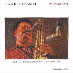 HILL BUCK :  IMPRESSIONS  (STEEPLECHASE)

Roger 'Buck' Hill (1927-2017) lavorava come impiegato a tempo pieno in un ufficio postale di Washington D.C. quando il suo famoso album di debutto, This is Buck Hill, venne pubblicato da casa Steeplechase nel 1978. Da quel momento il leggendario musicista di sax tenore ha investito sempre pi tempo nella sua carriera artistica, facendo conoscere la sua band anche all'entusiastico pubblico europeo. Inoltre dopo il lavoro Hill si esibiva dal vivo in diversi locali della zona, a volta insieme ad artisti molto in vista come Miles Davis, Dizzy Gillespie, Max Roach e molti altri. Impressions, registrazione live originariamente effettuata al North Sea Jazz Festival del 1981 e pubblicata su Lp due anni dopo da casa Steeplechase, viene oggi riproposta dalla nota etichetta danese in una ristampa creata utilizzando le matrici originali del disco. Insieme a Buck Hill sul palco ci sono il pianista Reuben Brown, il bassista Wilbur Little ed il batterista Billy Hart. The Penguin Guide to Jazz ha descritto Buck Hill come uno dei pi notevoli jazzmen 'regionali' d'America... Gli album della Steeplechase presentano Hill con due differenti sezioni ritmiche, ma il risultato  sempre lo stesso: onesto, con un suono competente che ha il suo peso individuale...