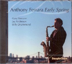 FERRARA ANTHONY :  EARLY SPRING  (STEEPLECHASE)

Casa SteepleChase presenta Early Spring, l'album d'esordio del giovane ed emergente sassofonista di New York Anthony Ferrara. Nel 2019, mentre stava ancora frequentando il NYU Steinhardt Jazz Studies Program, Ferrara ha partecipato alla registrazione del disco per Steeplechase Lucky Sunday dell'eccellente bassista, nonch suo insegnate, Ron McClur. In quell'occasione il giovane sassofonista fu invitato dall'etichetta danese a registrare un suo album e la sessione era stata fissata per l'aprile del 2020 ma, a causa della pandemia, venne rimandata a novembre. Ferrara ha usato i tempi di inattivit del lockdown per preparare al meglio Early Spring, il suo straordinario debutto da leader in cui al suo fianco troviamo Gary Versace (pianoforte), Jay Anderson (basso) e Billy Drummond (batteria). Nelle note di copertina Ron McClur dice del disco: La musica di Anthony Ferrara parla da sola. Early Spring  la testimonianza del profondo rispetto e della conoscenza dei suoi predecessori al sax tenore come anche della maturit e della sicurezza che dimostra di avere a 23 anni. Con tutti originali del sassofonista tranne Emily di Johnny Mandel, Early Spring  l'interessante debutto di un giovane e talentuoso musicista di cui si sentir molto parlare.